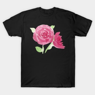 pink watercolour flowers watercolor flowers pink and purple flowers T-Shirt